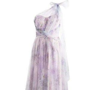 MARCHESA NOTTE BRIDESMAIDS Floral-Print One-Shoulder Gown